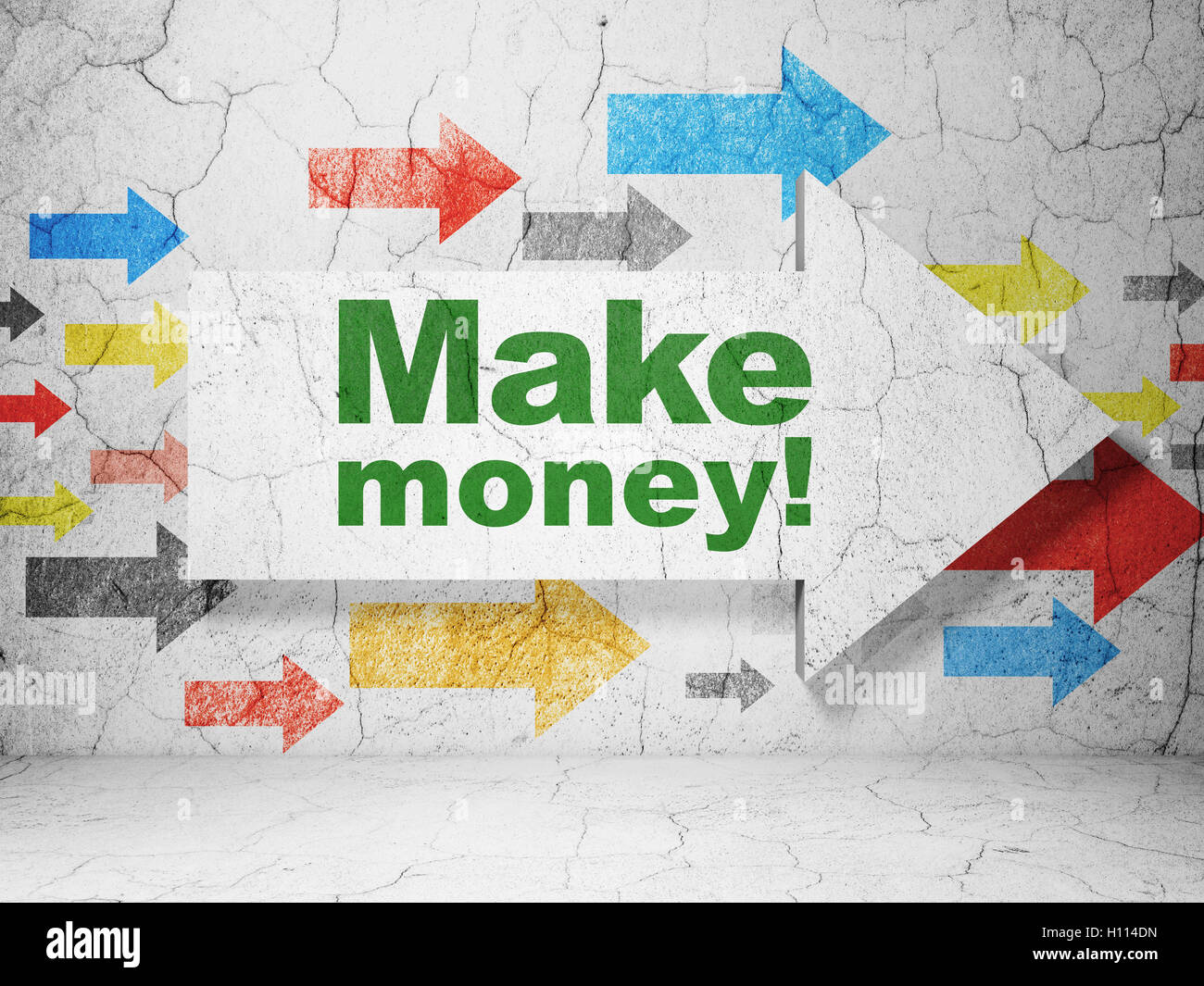 Finance concept: arrow with Make Money! on grunge wall background Stock Photo