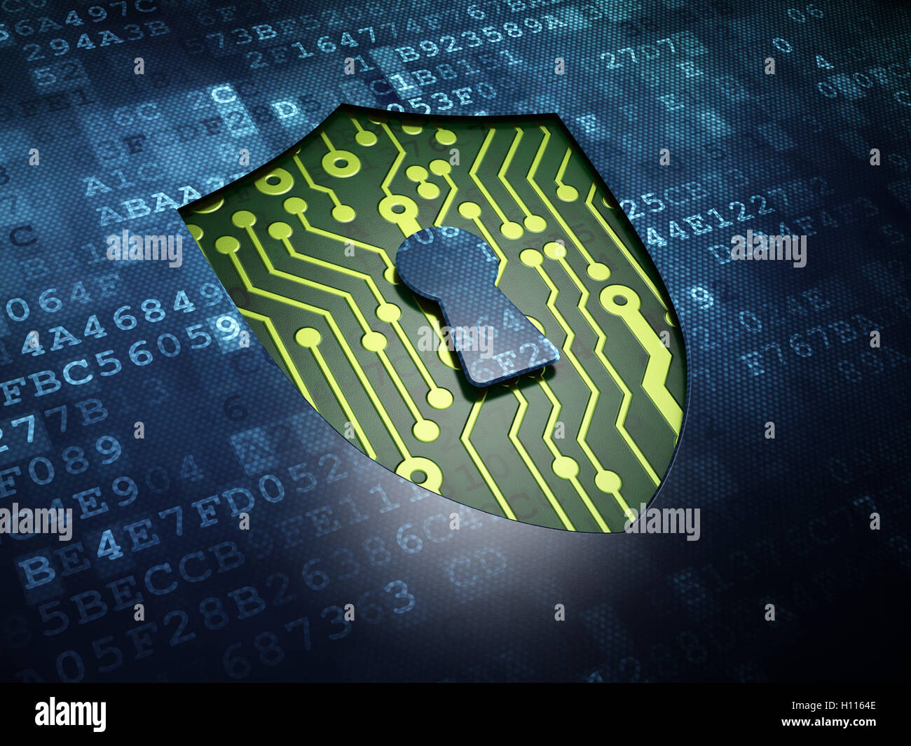 Security concept: Shield With Keyhole on digital screen background ...
