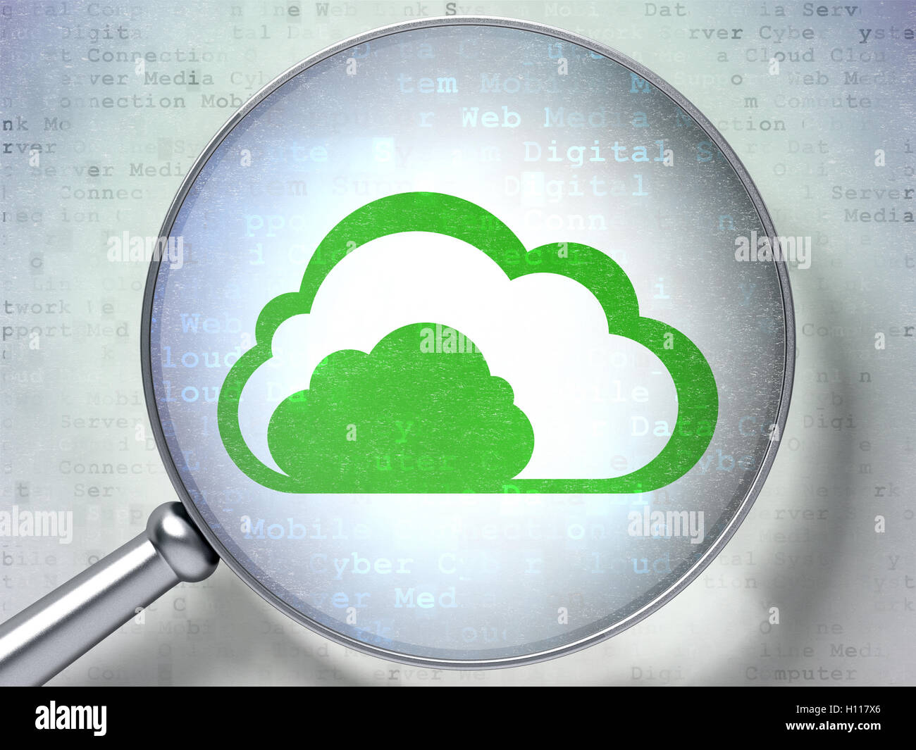 Cloud networking concept Cloud with optical glass on digital
