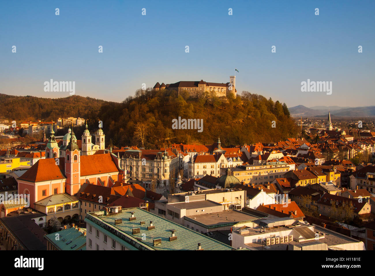 Aerial view ljubljana castle city hi-res stock photography and images ...