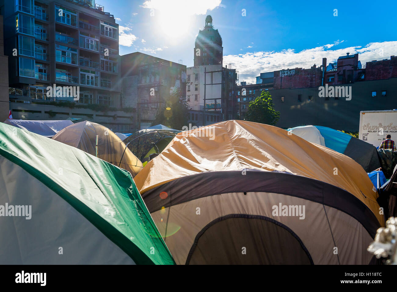 DTES Hastings Street Tent City, Vancouver, British Columbia, Canada, Stock Photo