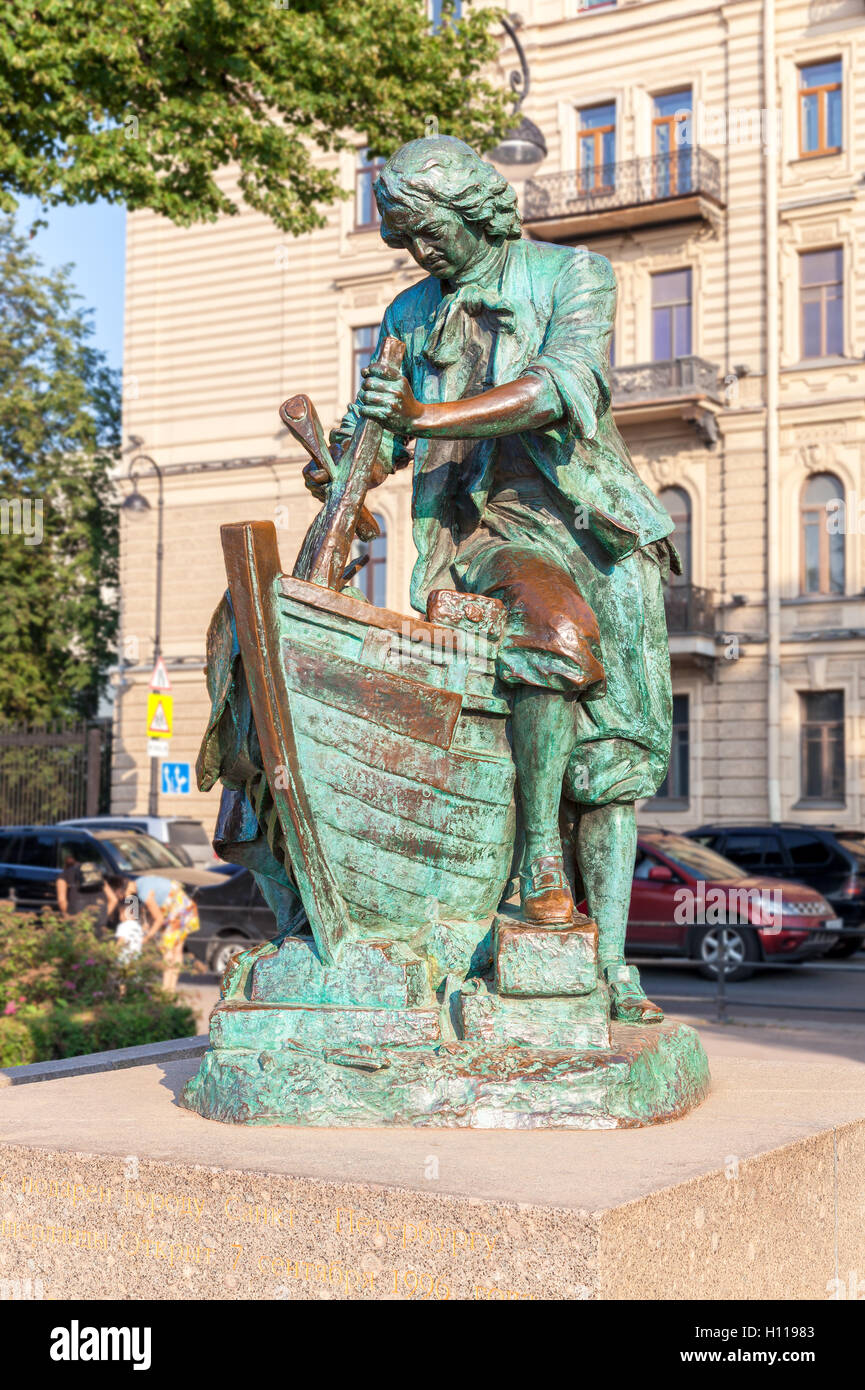 Monument to Peter the Great named King carpenter - the gift to city from the Kingdom of Netherlands. St. Petersburg Stock Photo