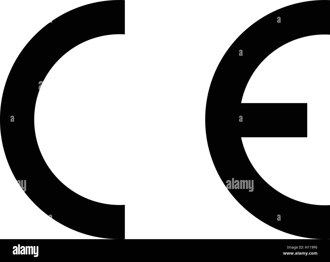 Black isolated CE illustration, CE mark symbol, CE mark icon, vector illustration. Stock Vector