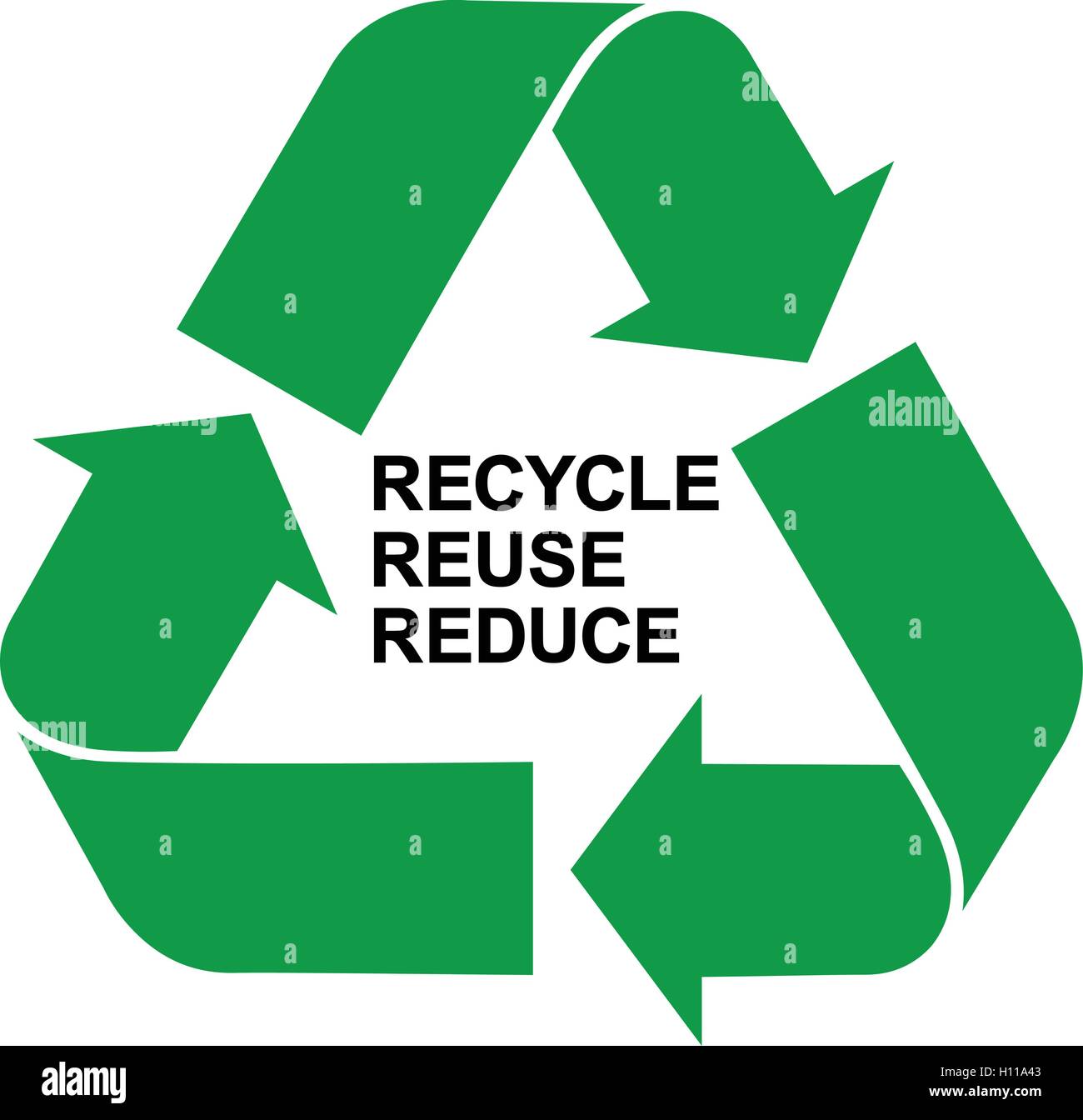 Recycle Reuse Reduce green symbol, isolated green recycling icon with