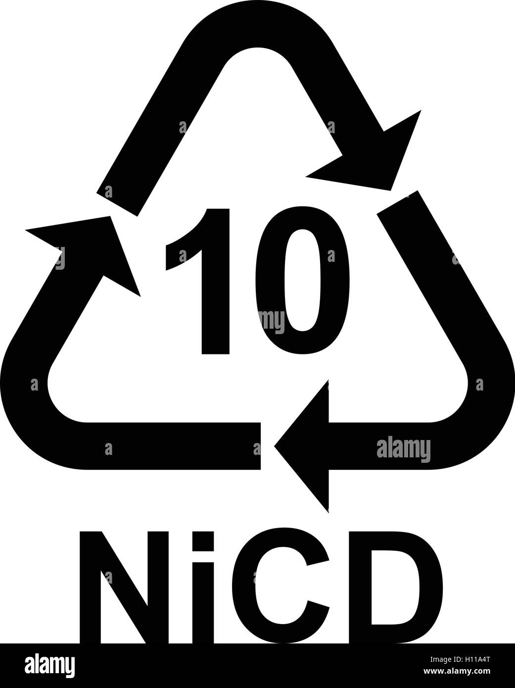 Battery recycling symbol 10 NiCD, battery recycling code 10 NiCD, vector  illustration Stock Vector Image & Art - Alamy