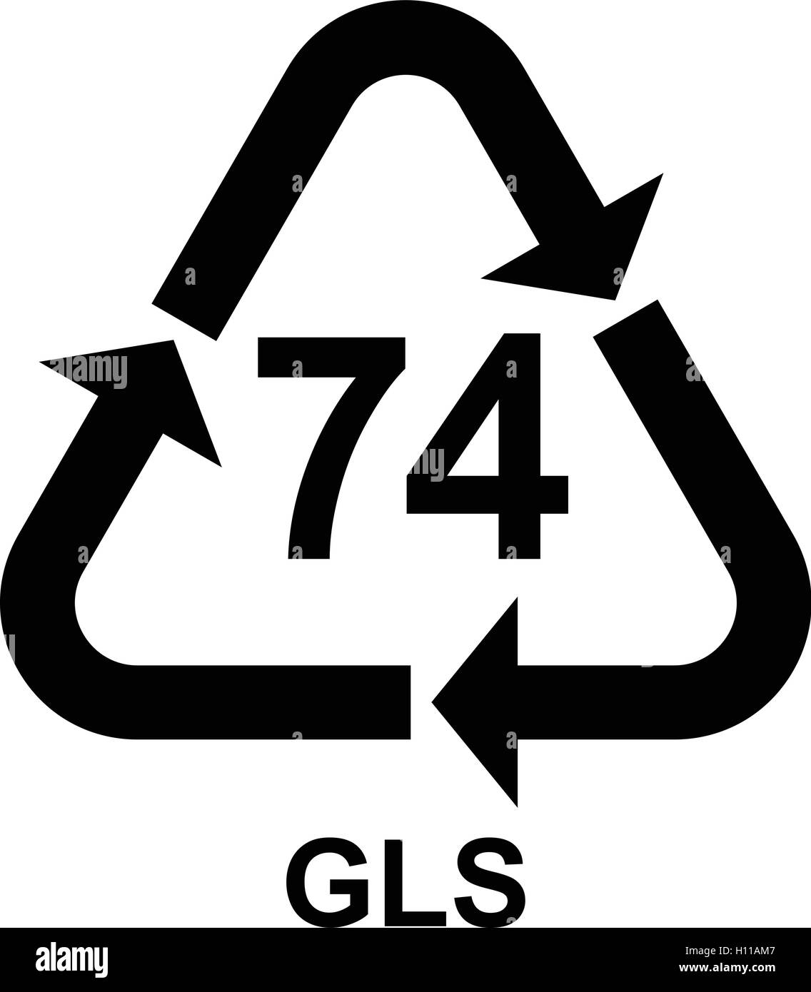 Glass recycling symbol 74 GLS. Glass recycling code 74 GLS, vector ...