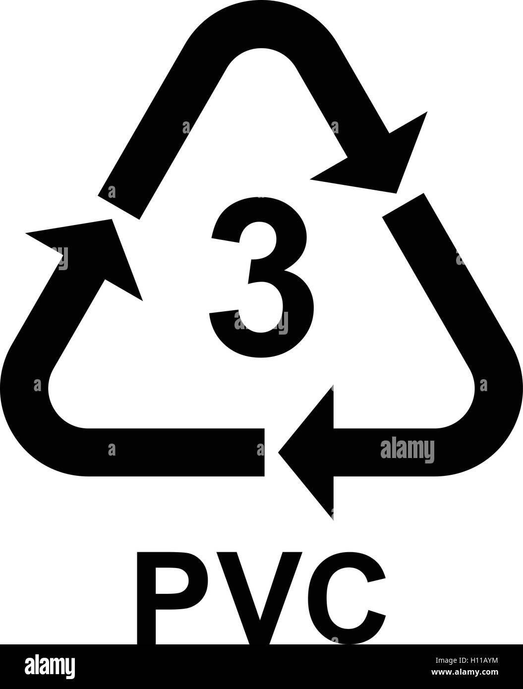 Plastic recycling symbol PVC 3. Plastic recycling code PVC 3, vector