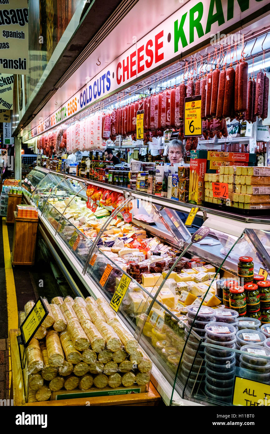A smallgoods shop in the Adelaide Central Market, Australia Stock Photo