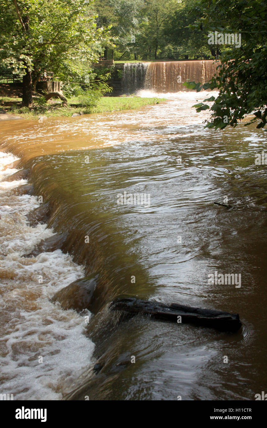 Lynchburg, VA, USA. View of Blackwater Creek and Hollins Mill Dam after