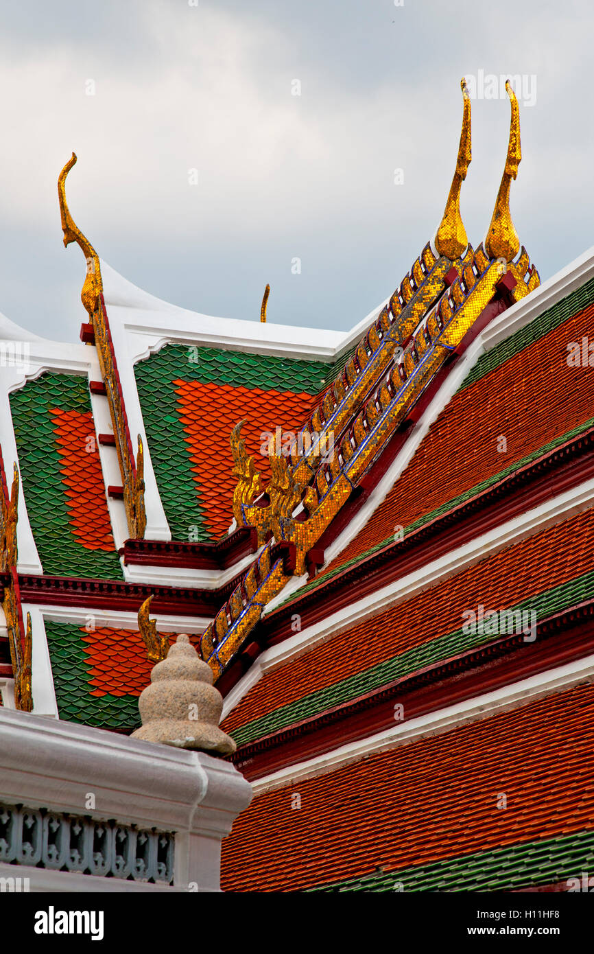 asia bangkok in temple thailand abstract cross colors roof wat sky and ...