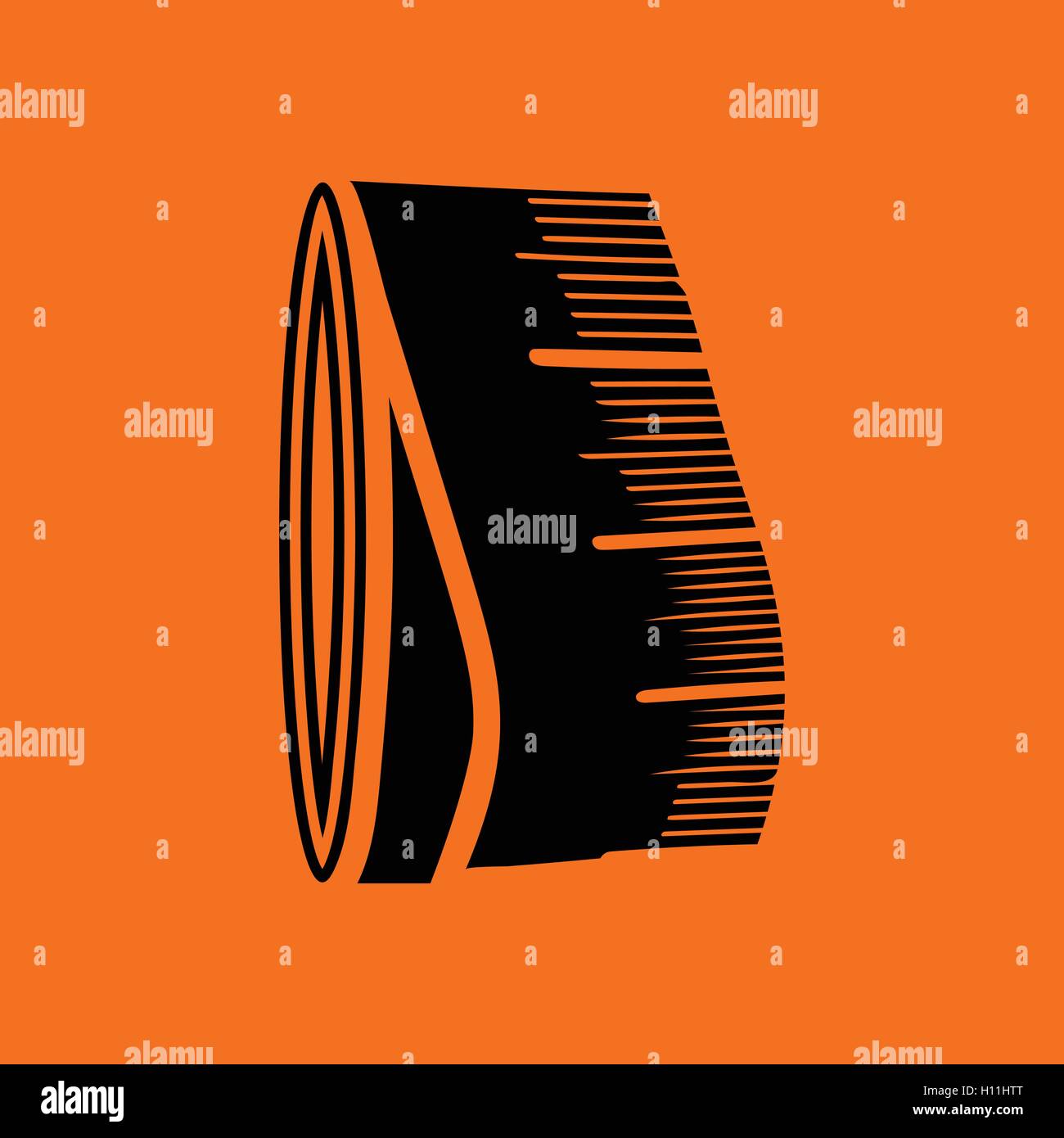Tailor measure tape icon. Orange background with black. Vector illustration Stock Vector Image