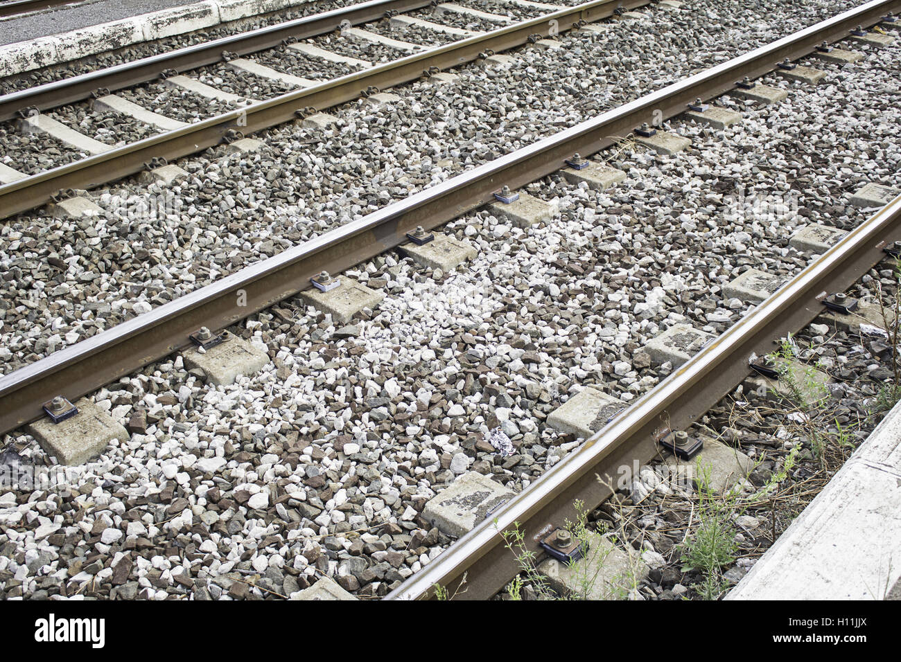 Railroad tracks with stones and rails, transport Stock Photo Alamy