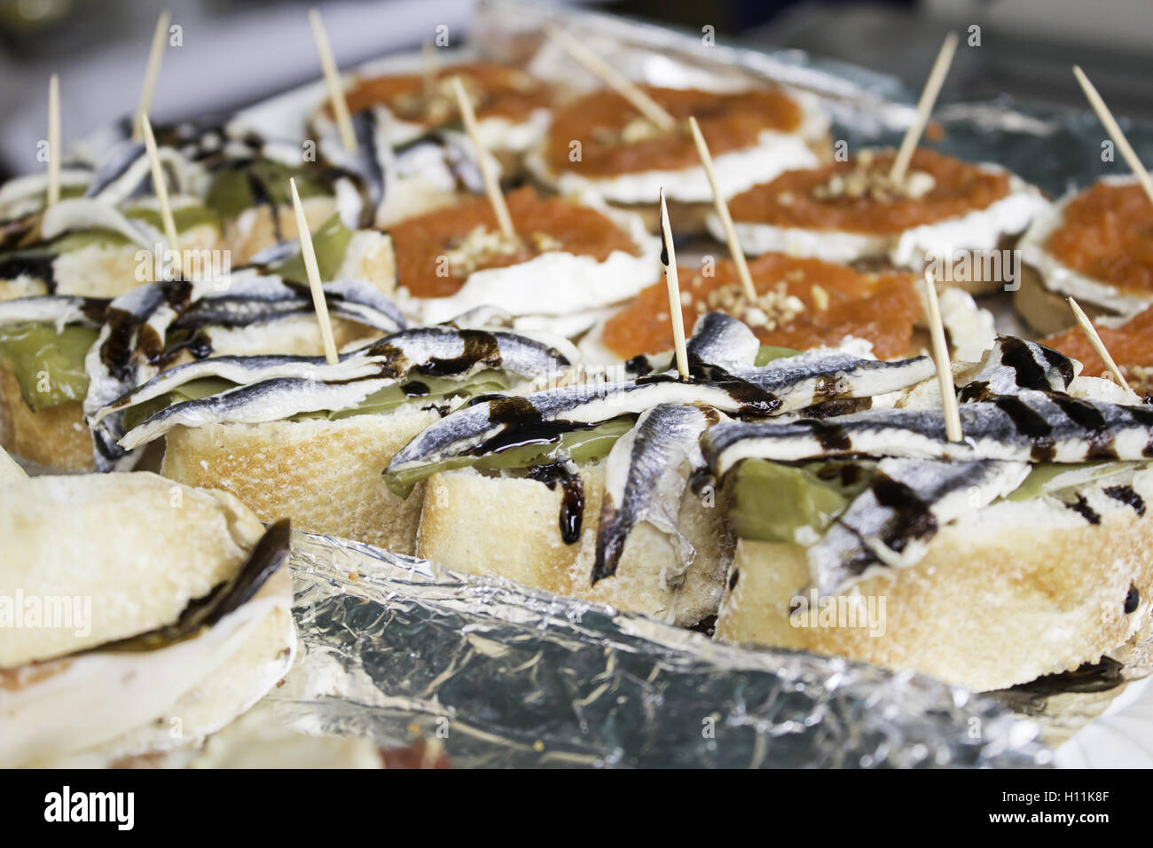 Sardines and caramelized goat cheese sandwich Stock Photo Alamy