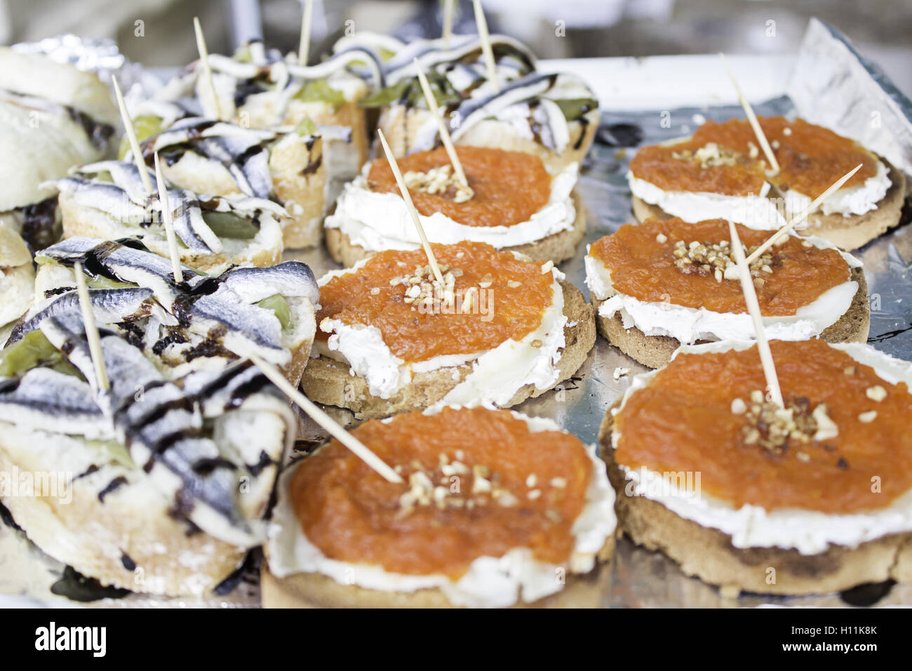 Sardines and caramelized goat cheese sandwich Stock Photo Alamy