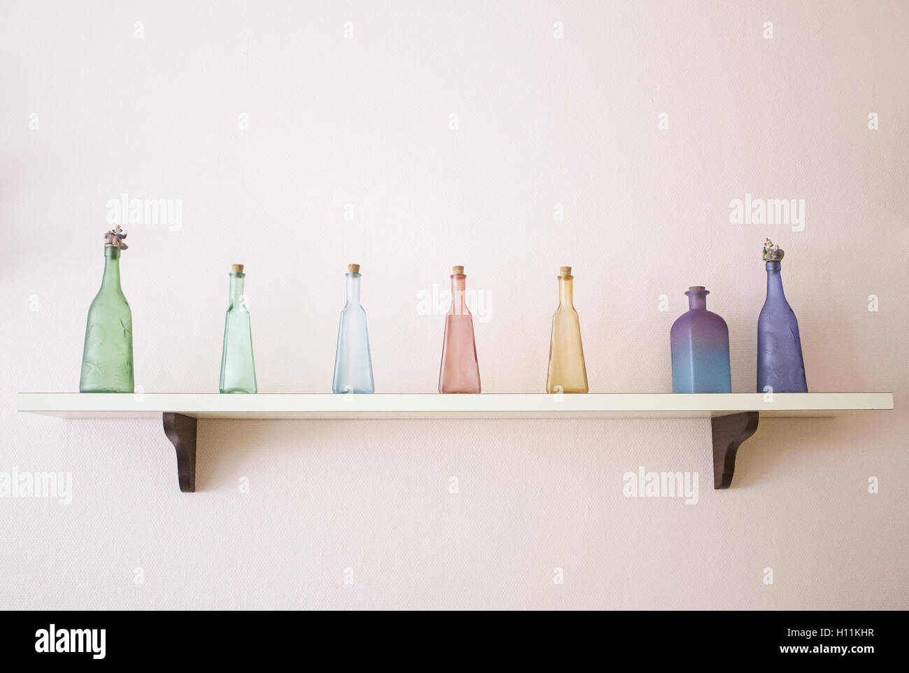 Empty glass bottles in wet bar, catering Stock Photo Alamy