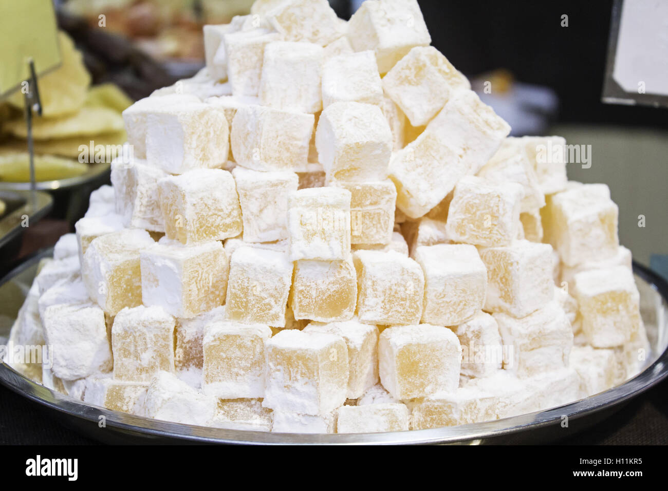 Arab sugary sweet in market supply, desserts Stock Photo