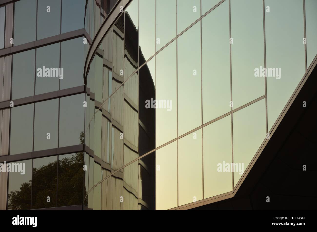 Dark modern glass facade with reflections Stock Photo
