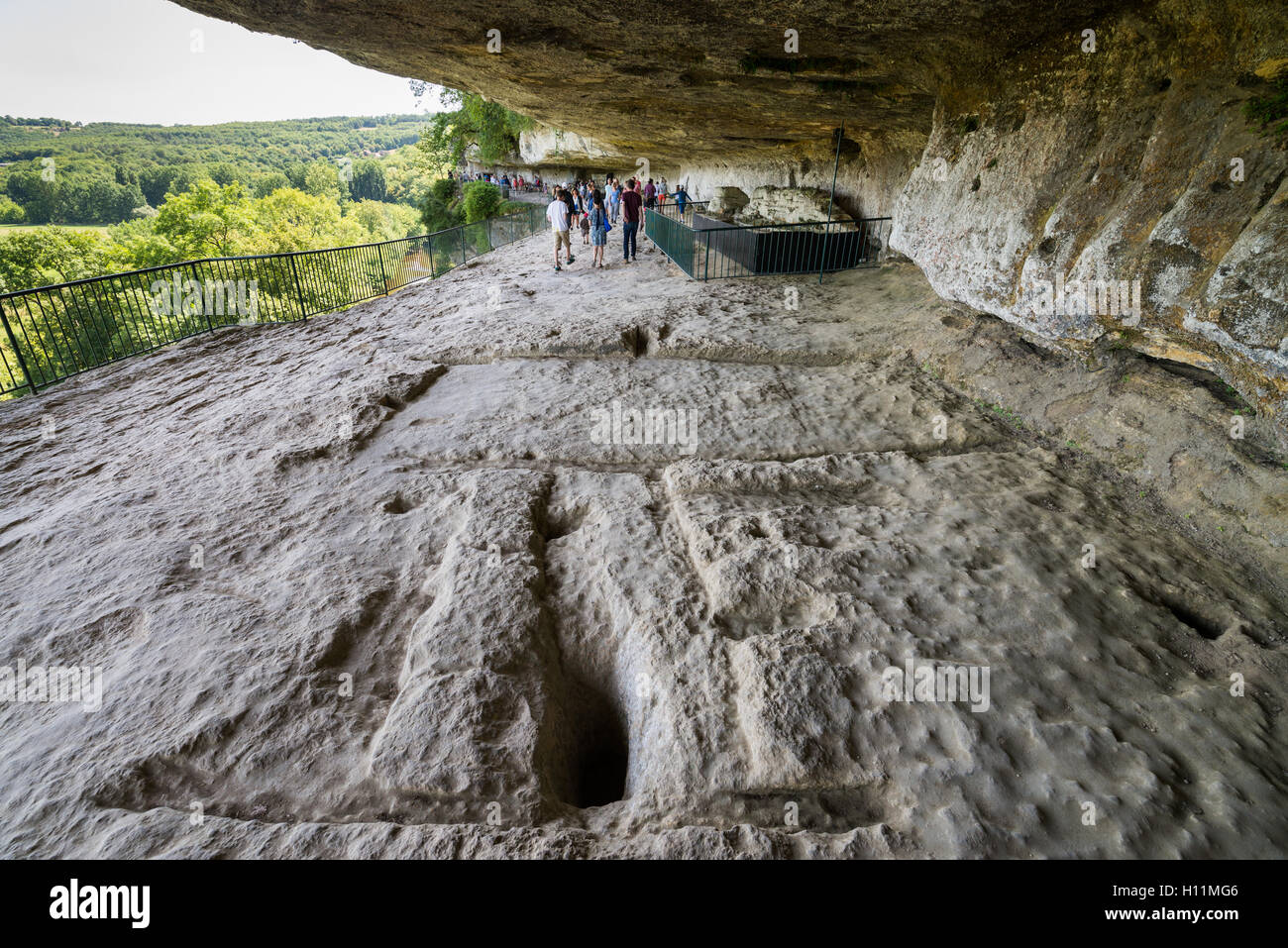 Prehistoric Site Of La Roque Saint Christophe In Dordogne France Stock 