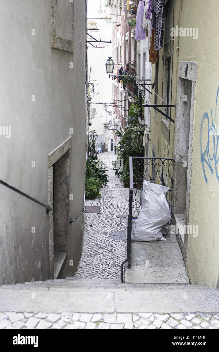 Narrow street and steep steps of Via … – License image – 13819118 ❘  lookphotos