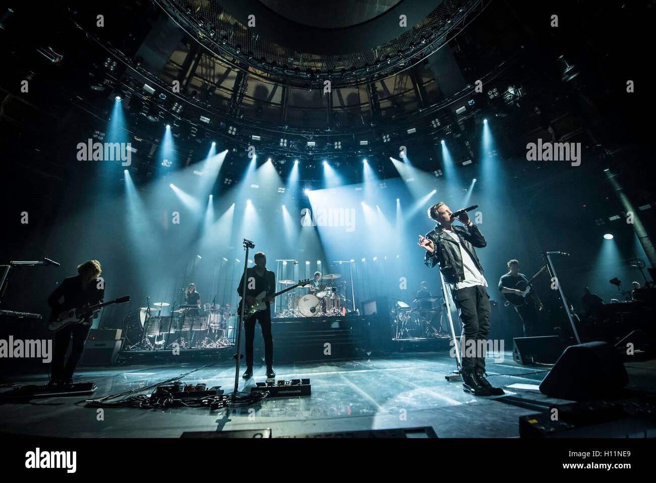 One Republic perform live on stage as part of the Apple Music Festival