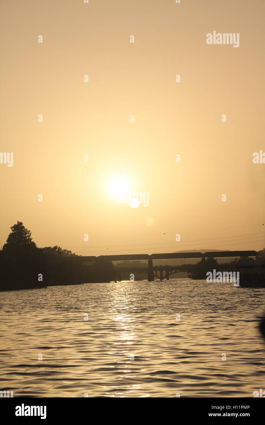 Sunset of Lady Bird Lake in Austin Stock Photo - Alamy