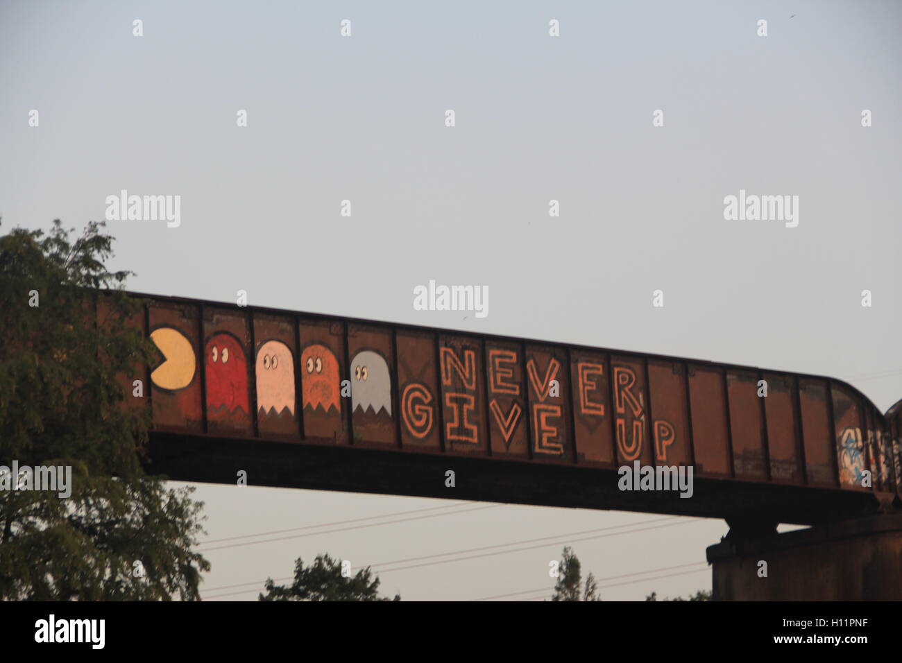 Pac-Man Train Bridge Stock Photo