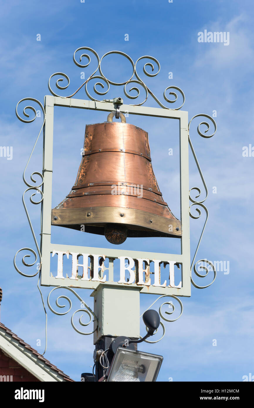 17th century Bell Inn sign, Eastbourne Road, Godstone, Surrey, England, United Kingdom Stock Photo