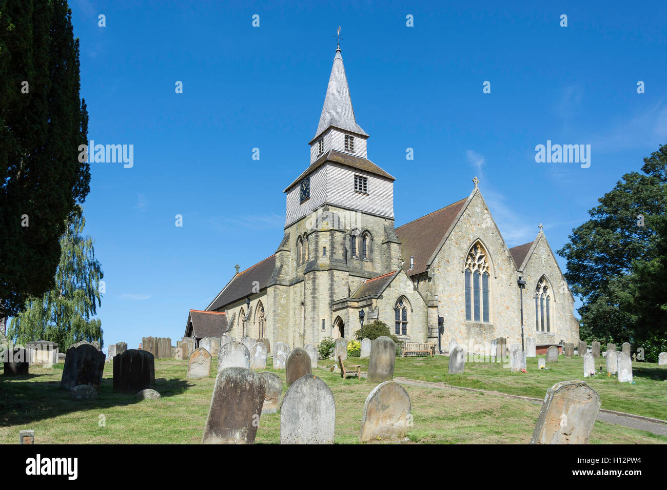 St Nicholas Church, Church Lane, Godstone, Surrey, England, United Kingdom Stock Photo