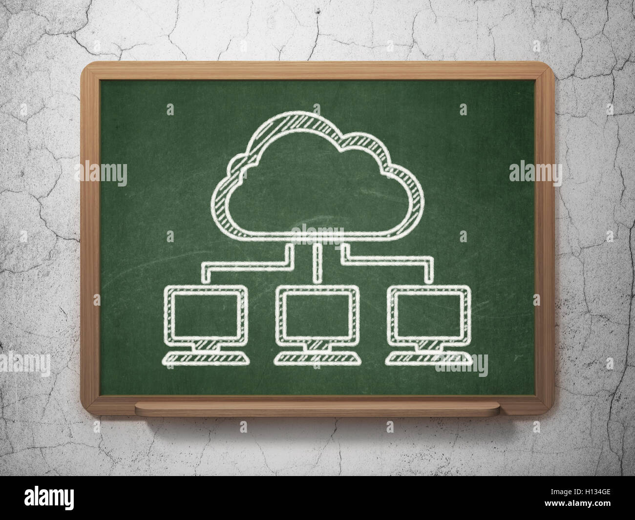 Cloud computing concept: Cloud Network on chalkboard background Stock ...