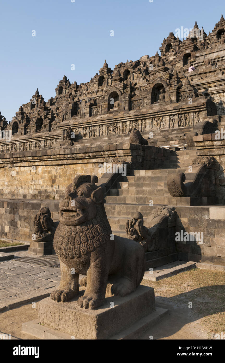Indonesia, Java, Magelang, Borobudur Temple Compounds, temple from ground level Stock Photo