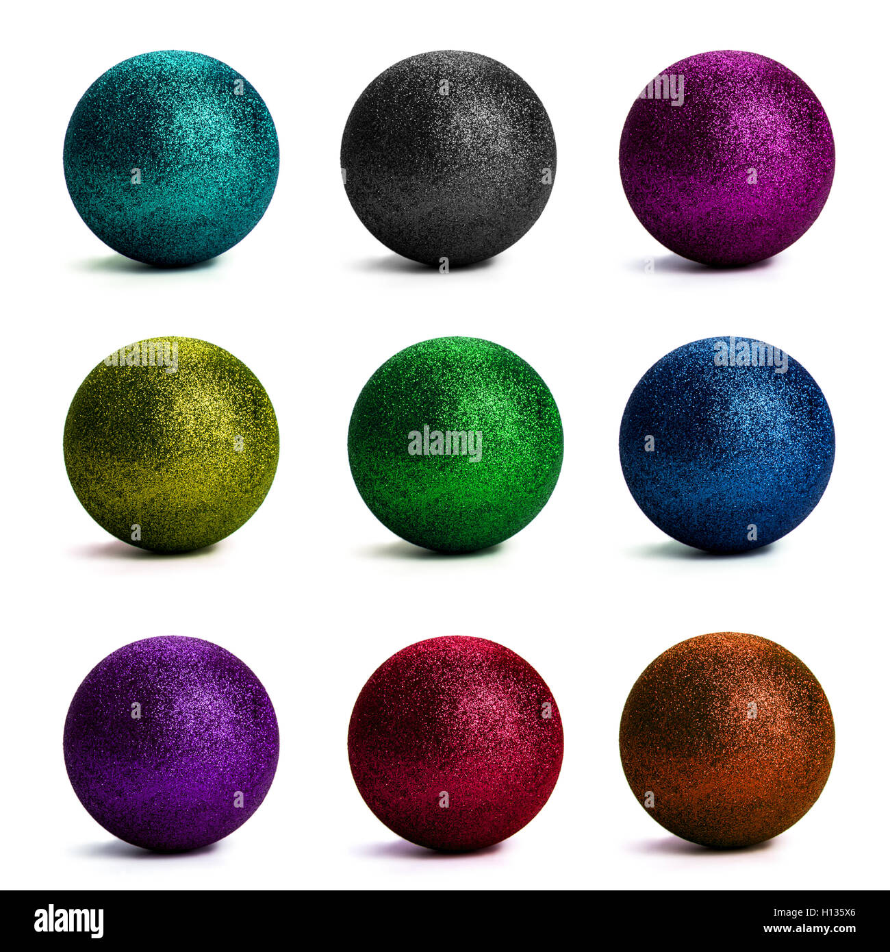 tinsel balls set Stock Photo