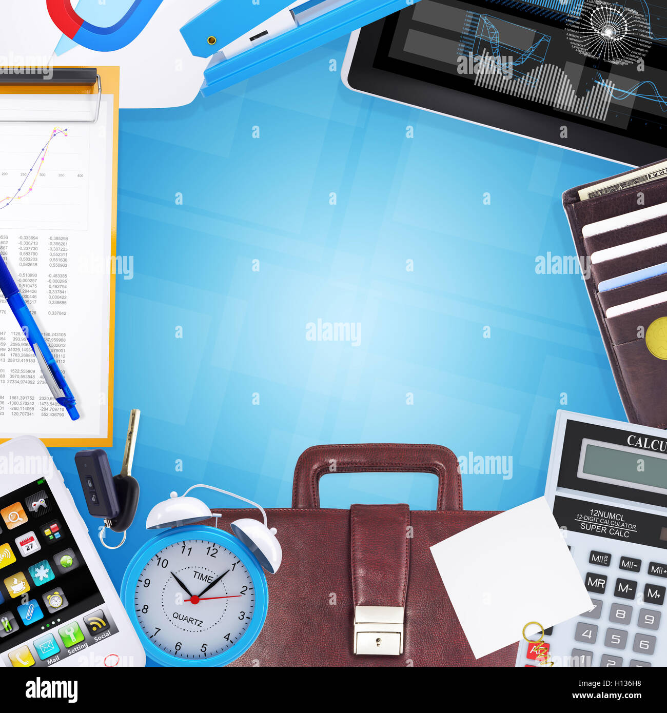 Frame of office supplies Stock Photo Alamy