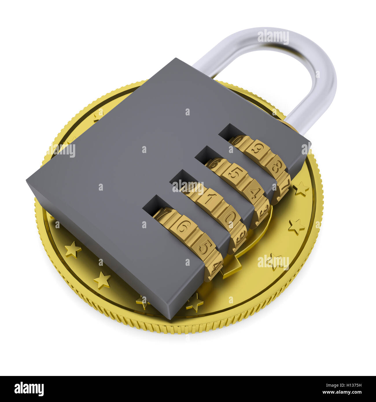 Golden Dollar and combination lock Stock Photo Alamy