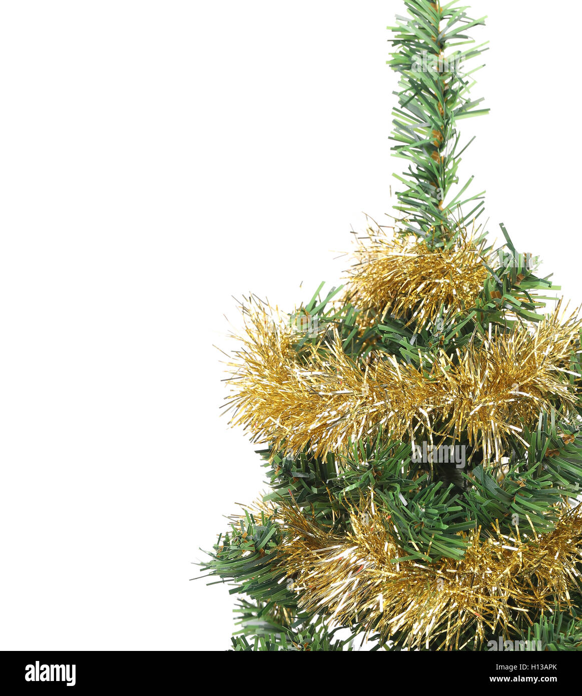 Top of christmas tree decorated with garland Stock Photo Alamy