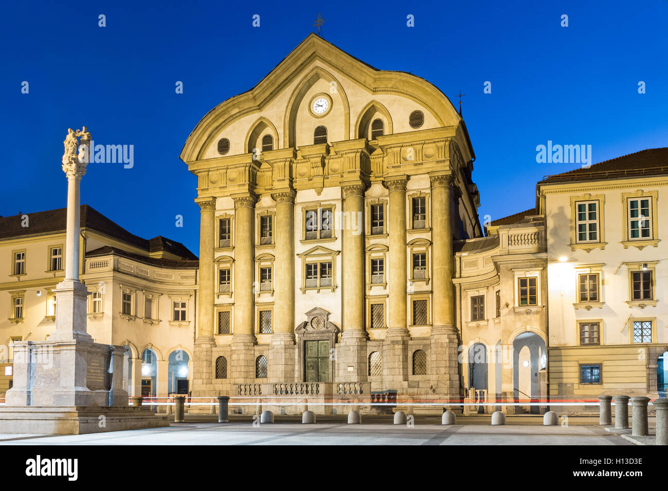 Ursuline Church, Congress Square, Ljubljana, Slovenia. Stock Photo