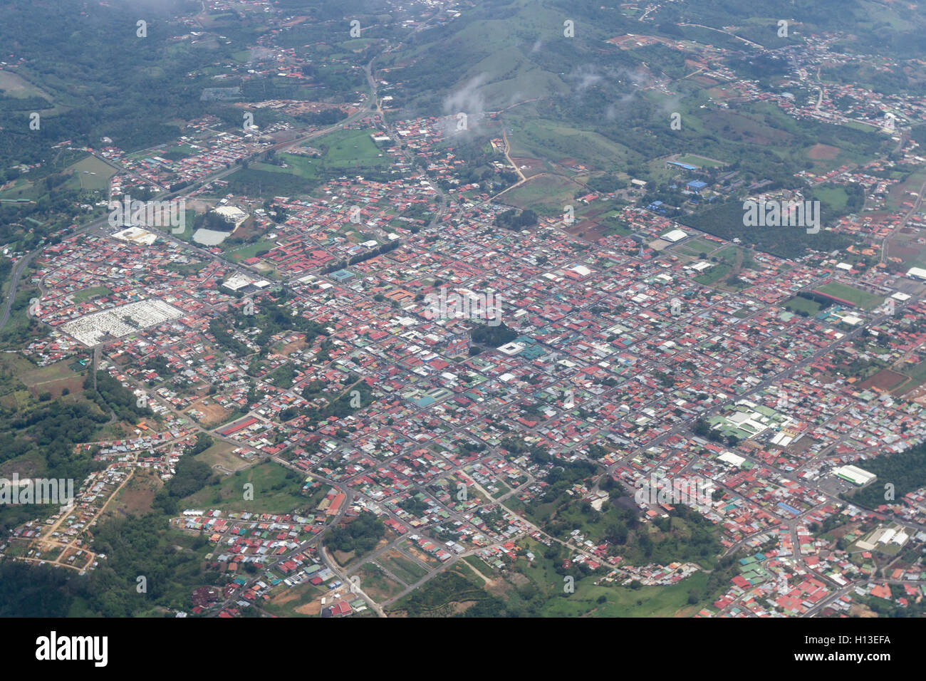 Alajuela, Costa Rica - May 24 : Aerial view of the city of San Ramon, Costa Rica. May 24 2016, Alajuela Costa Rica. Stock Photo