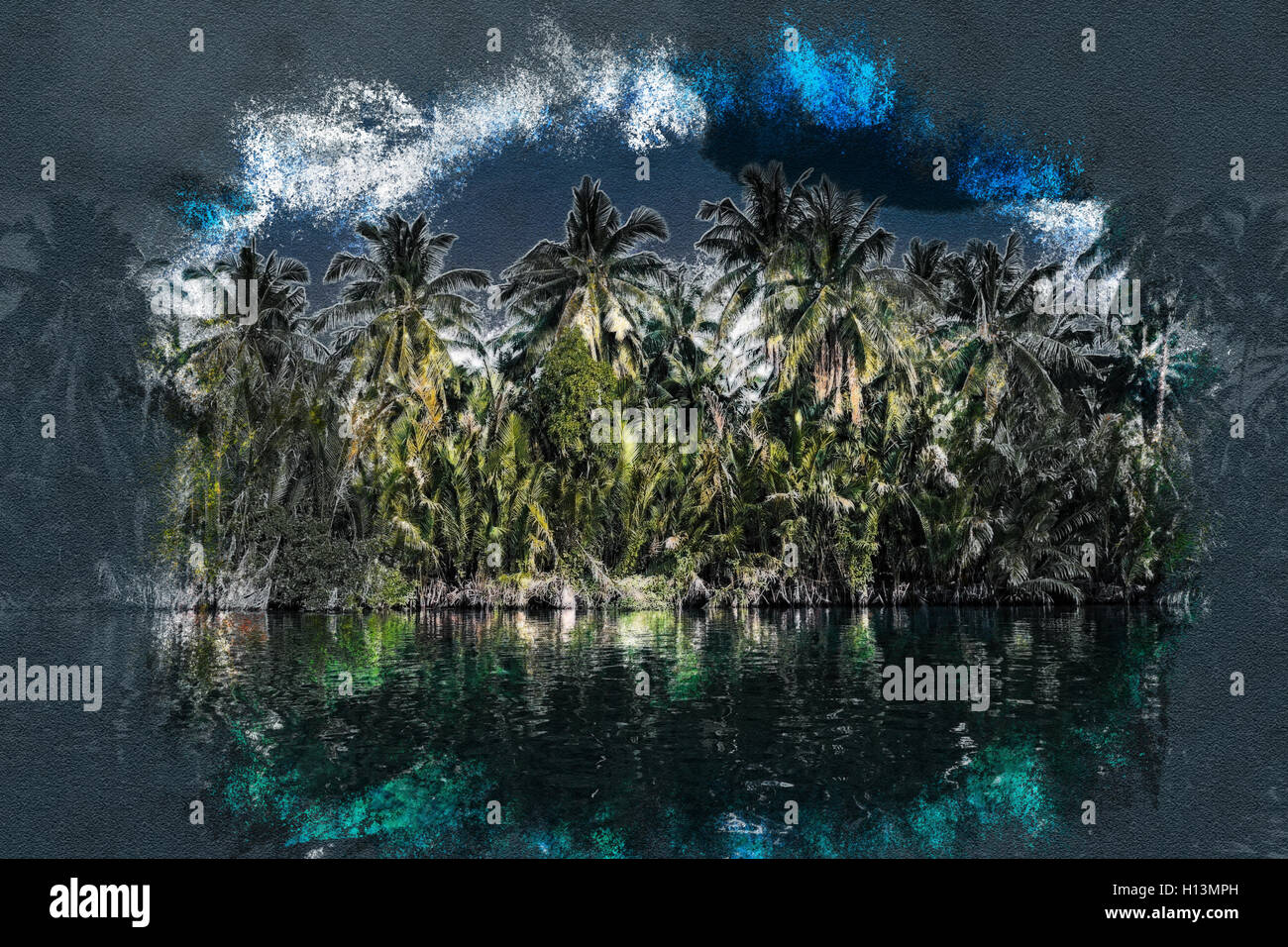 Palm trees on sea shore at beautiful sunny day Stock Photo - Alamy
