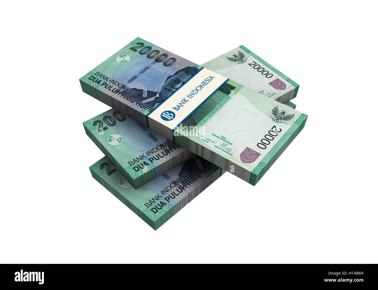 3D Indonesian rupiah money white background Stock Photo - Alamy
