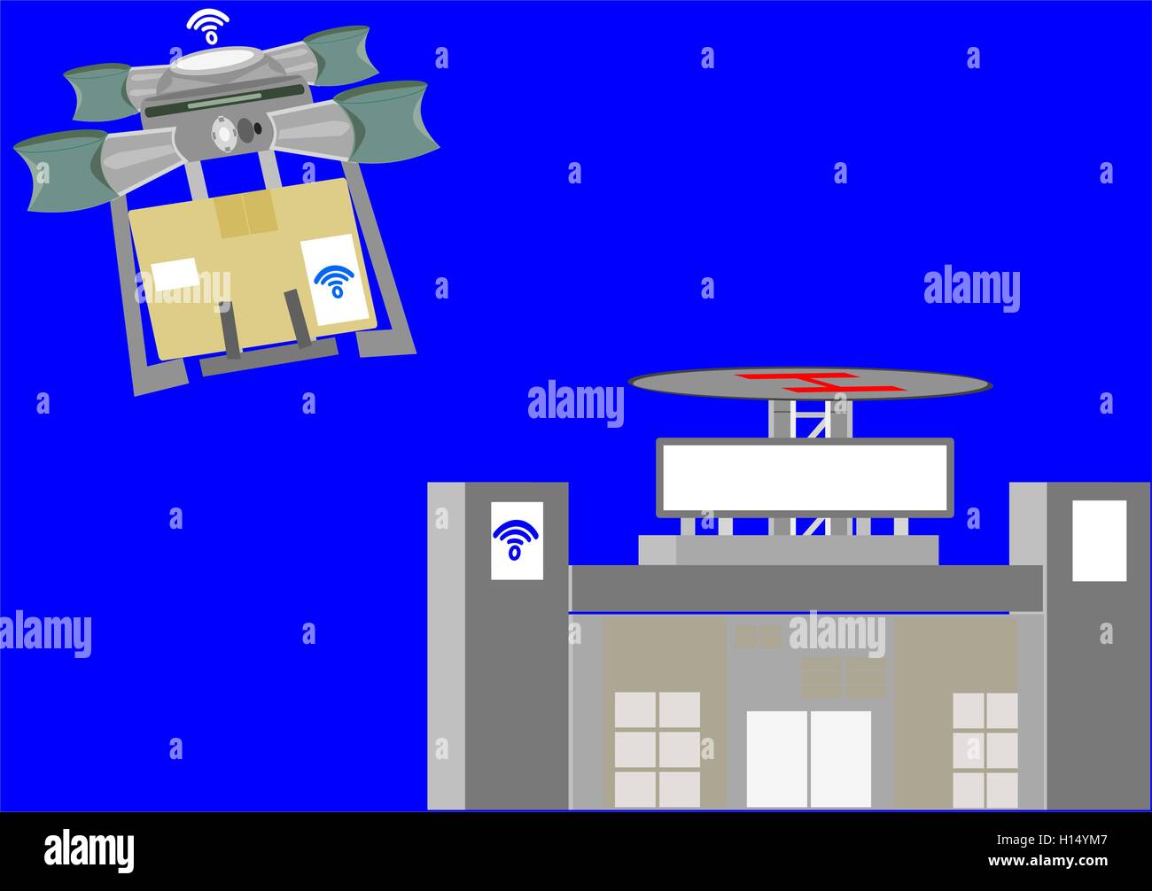 Drone delivery concept. Retail shop stage Stock Vector Image & Art - Alamy