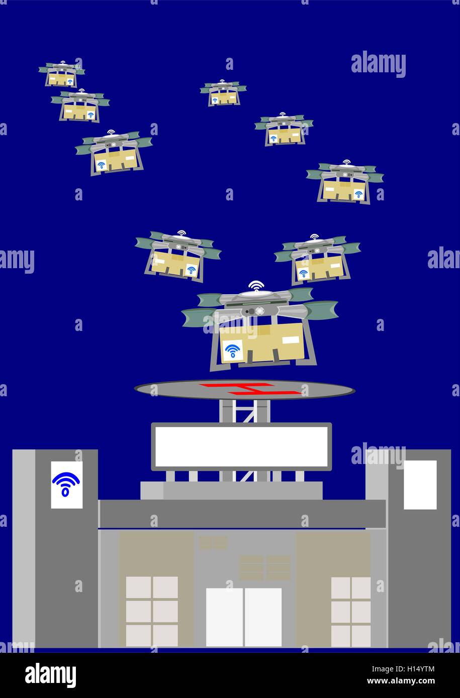 Drone delivery concept. Retail shop stage Stock Vector Image & Art - Alamy