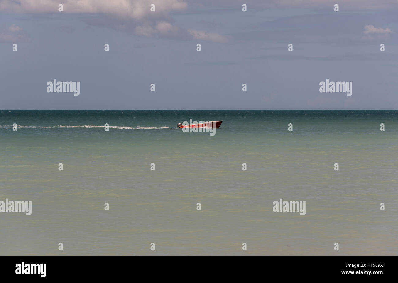 Skiff Combate Beach Puerto Rico Stock Photo