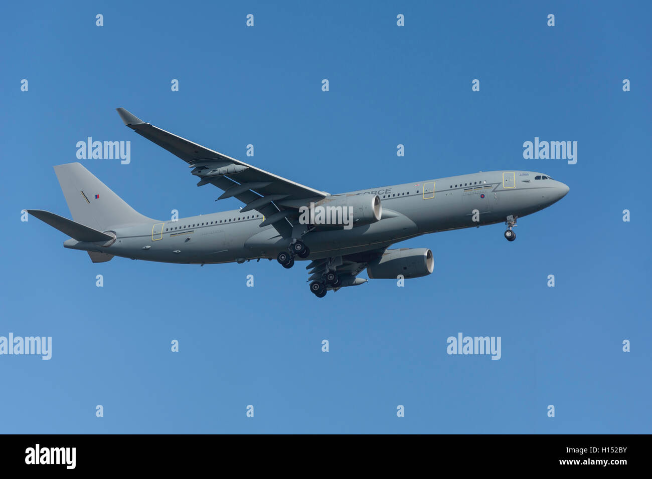Royal Airforce Airbus KC2 Voyager aircraft landing at Heathrow Airport, Greater London, England, United Kingdom Stock Photo