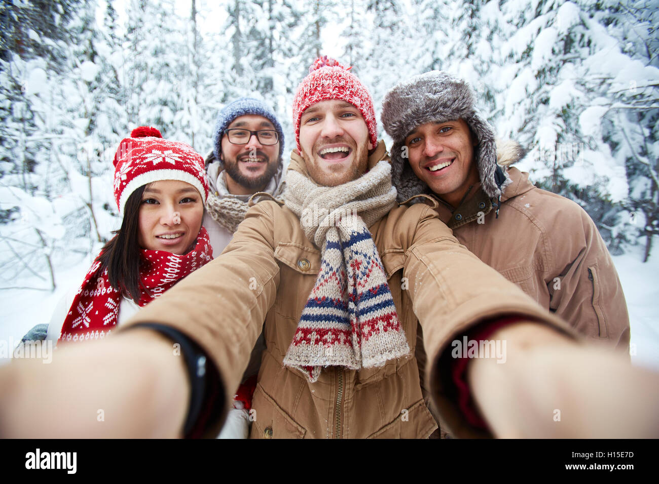 Winter selfie Stock Photo