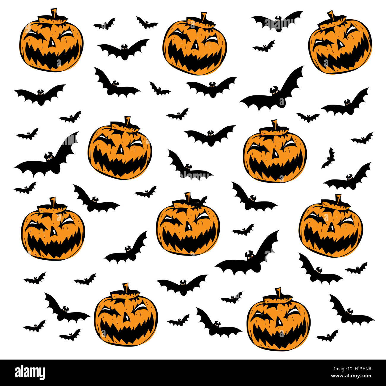Happy Halloween background with pumpkins and bats icon Stock Photo - Alamy