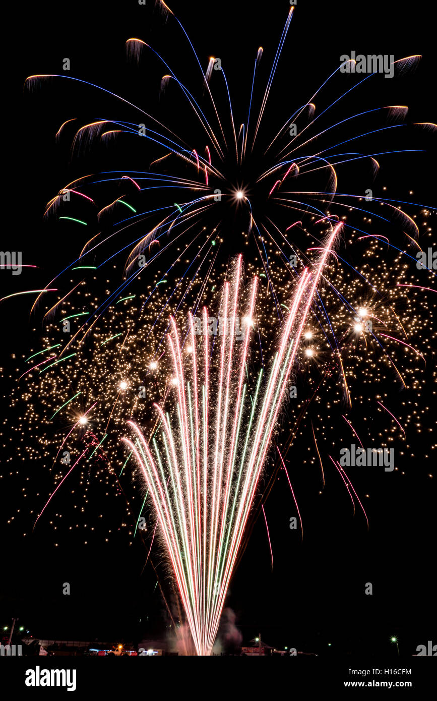 Colorful fireworks at show Stock Photo