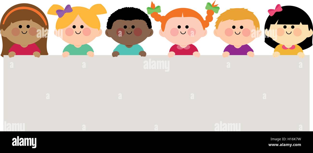 Group kids holding blank sign Stock Vector Images - Alamy