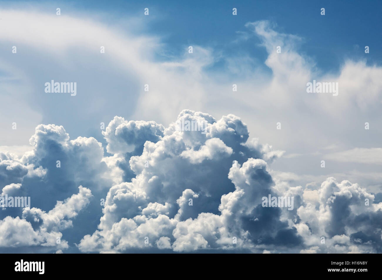 Cumulus clouds at the Atlantic coast, France Stock Photo