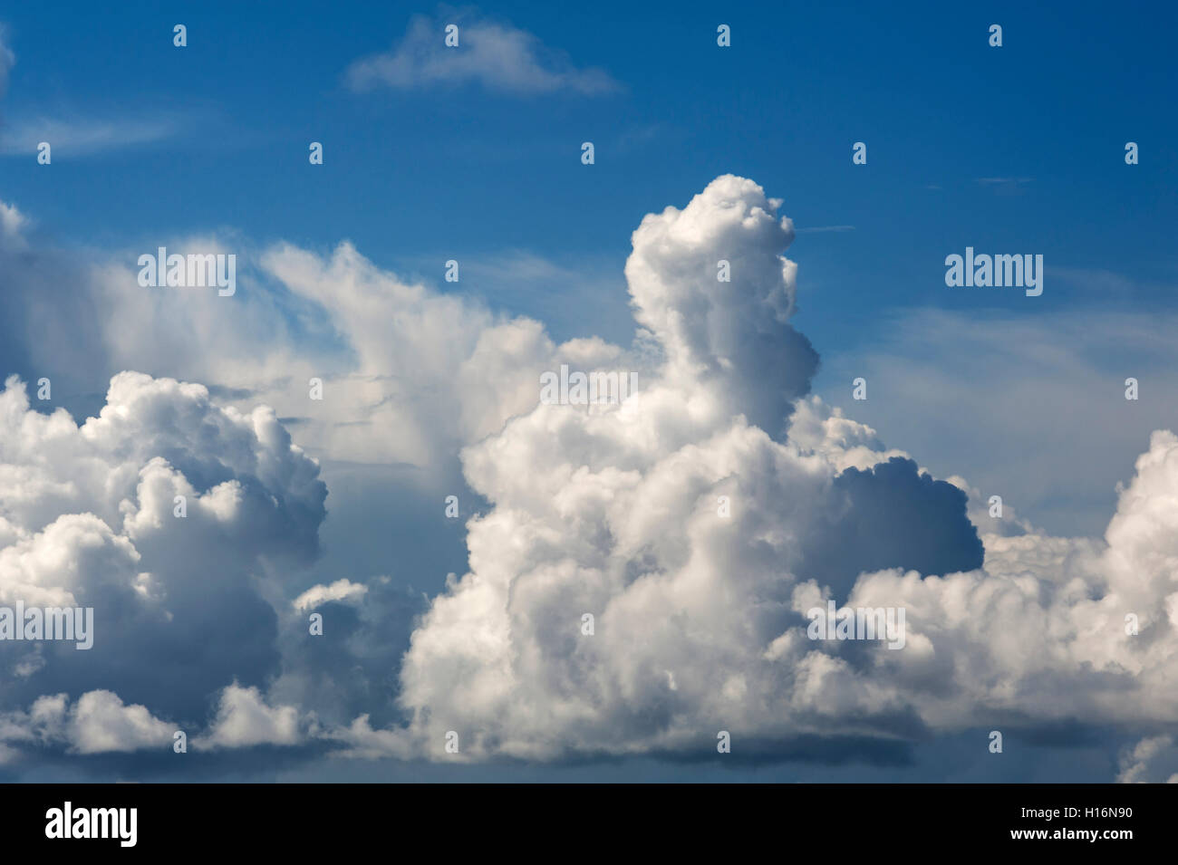 Cumulus clouds at the Atlantic coast, France Stock Photo