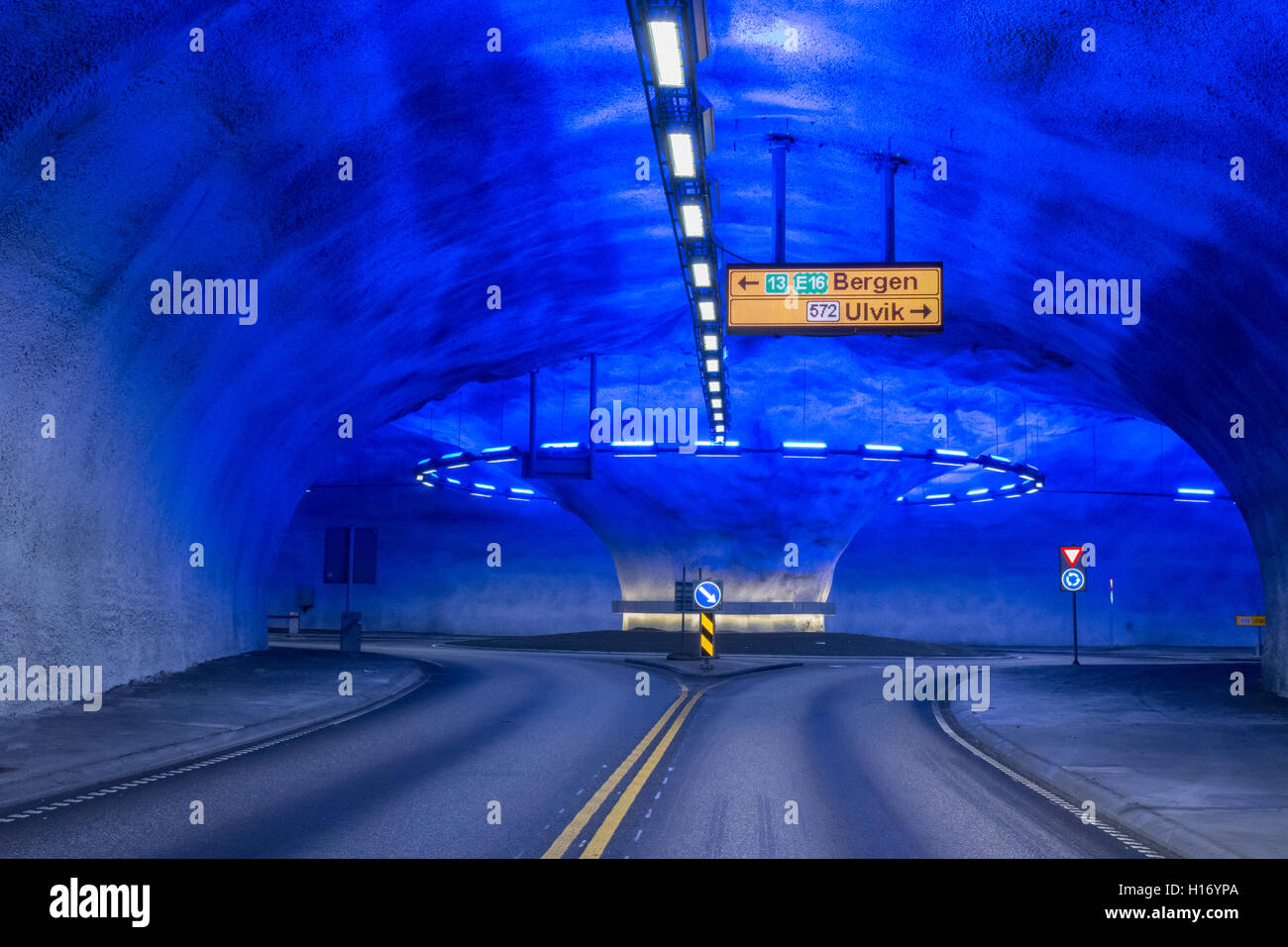 Tunnel roundabout in Laerdal in Norway Stock Photo Alamy