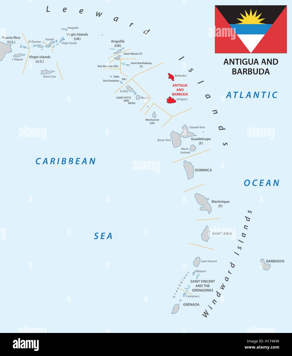 lesser antilles blank map